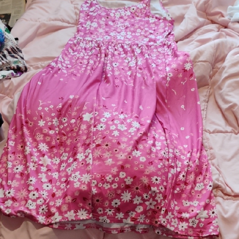 Pink Floral Sleeveless Dress